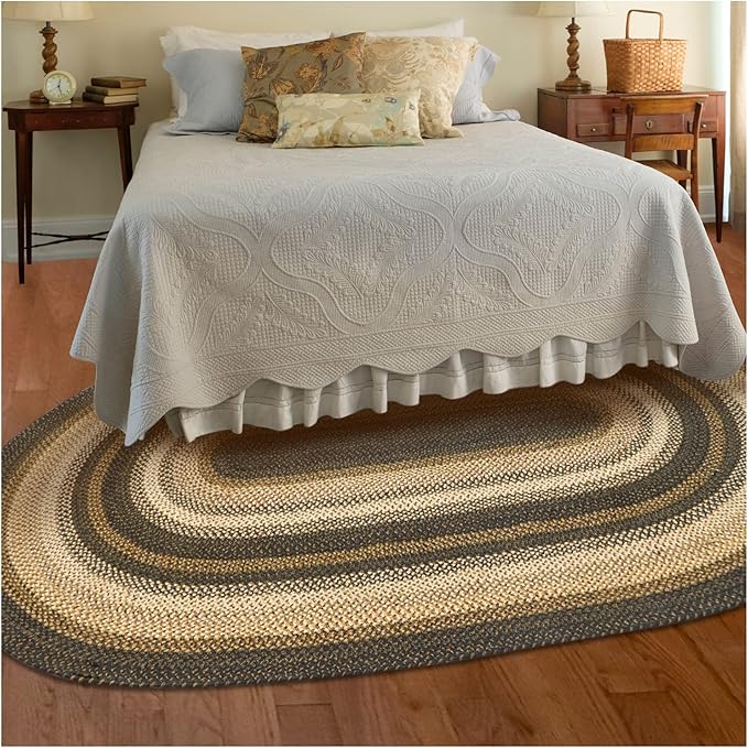 Homespice Kilimanjaro Jute Black 8x10' Braided Oval Area Rugs by Homespice
