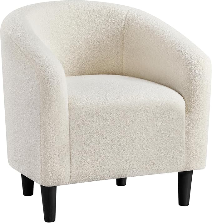 Yaheetech Accent Barrel Chair, Boucle Fabric Club Chair, Furry Sherpa Elegant by Yaheetech