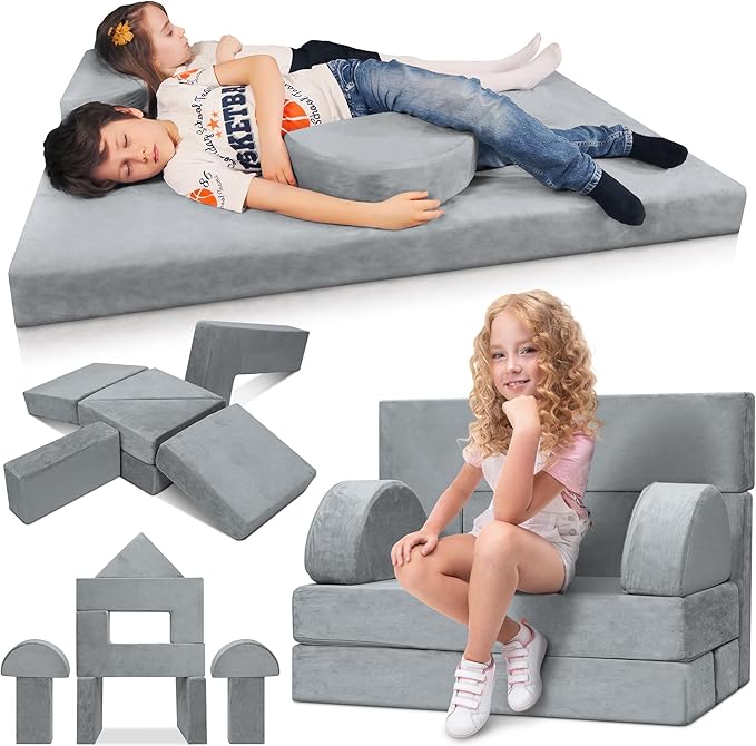 Lunix LX22 11pcs Modular Kids Play Couch, Child Sectional Sofa, Fortplay by Lunix