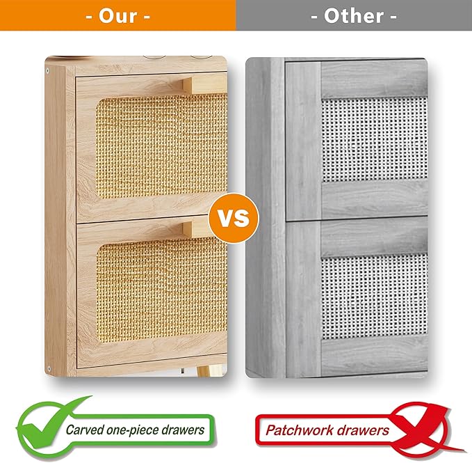 Rattan Nightstand Set of 2, Side Table - Image 5