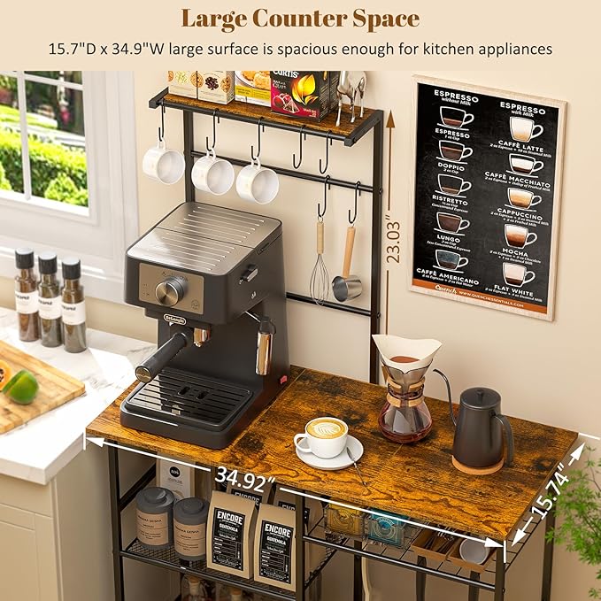 Baker's Rack for Kitchen with Storage, Microwave Stand with Adjustable Shelves - Image 5