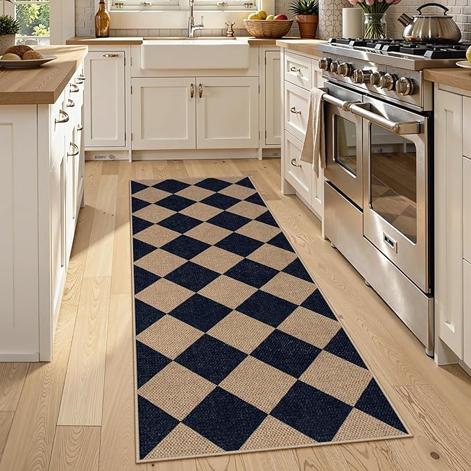 Lahome Checkered Easy Jute Runner Rug, 2x6 Kitchen Mats - Image 3