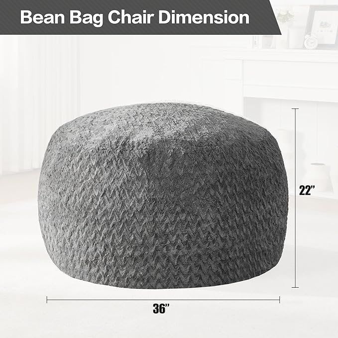 Hobestluk 3ft Bean Bag Chairs for Adults Large Beanbag Chair - Image 2