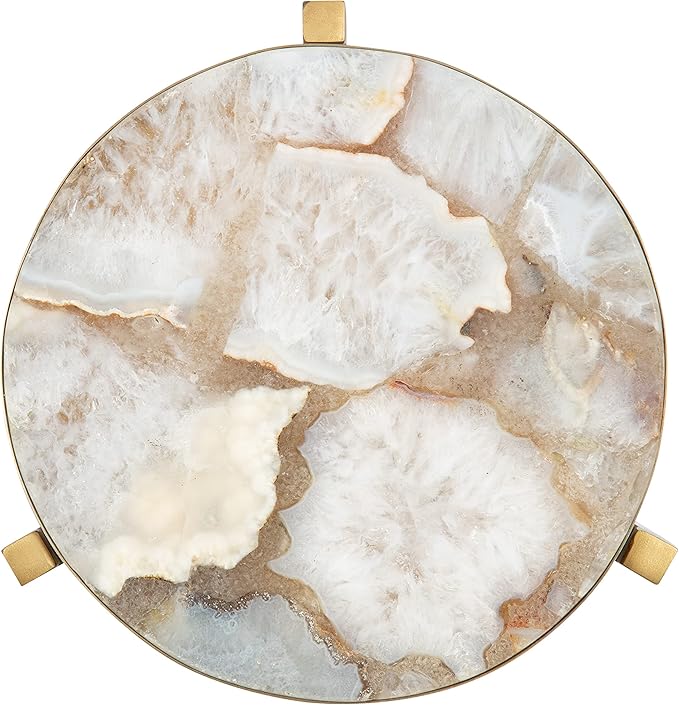 Kate and Laurel Aguilar Modern Drink Table; 9 x 9 x 23; Natural Stone and Gold; - Image 8