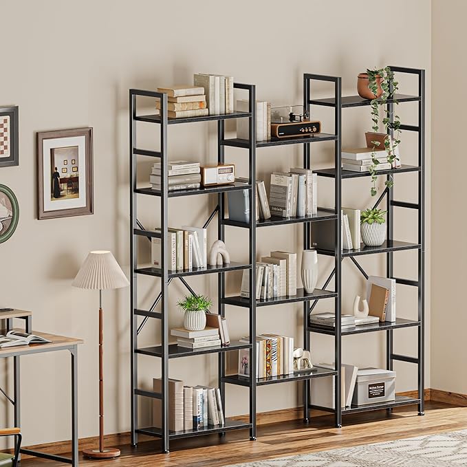 SUPERJARE Triple 5 Tier Bookshelf, Bookcase - Image 7