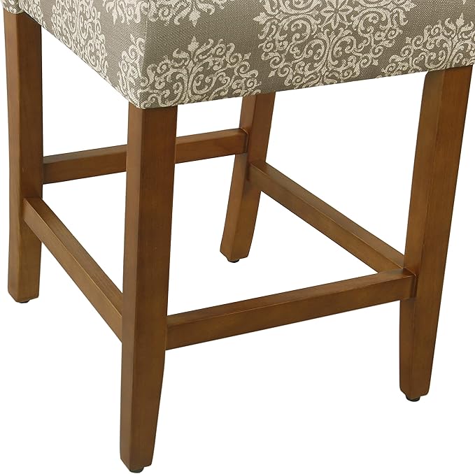 HomePop Upholstered Counter Height Barstool, Taupe and Cream Medallion - Image 4