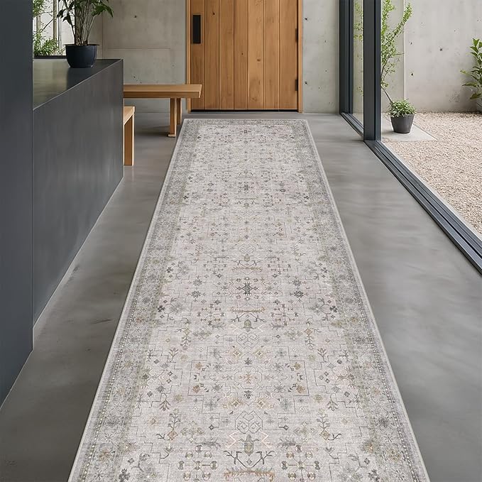Light Gray Washable 2'6"x10' Wide Hallway Runners, Kitchen Runner Rug, Non-Slip - Image 6
