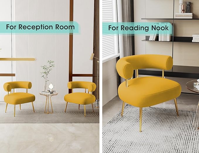 Modern Velvet Accent Chair, Round Upholstered Barrel Armchair - Image 5