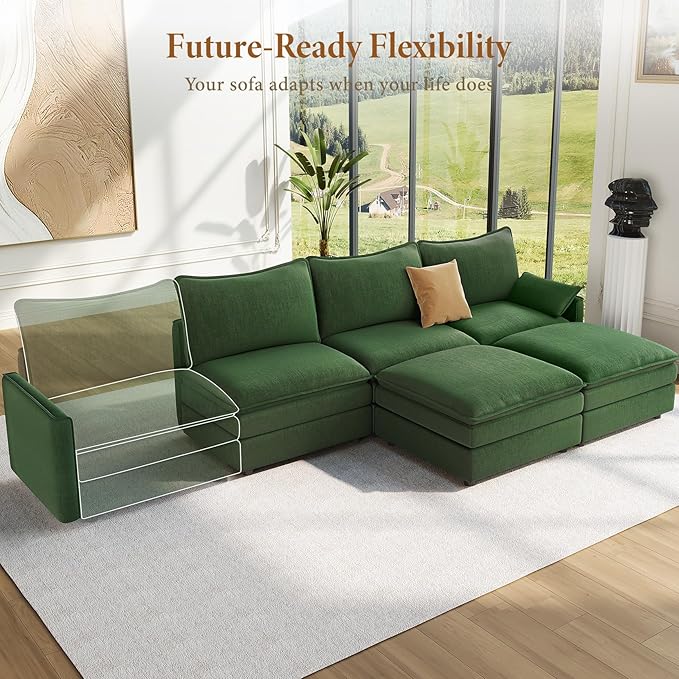 Vesgantti 108" U Shaped Sectional Couch, Comfy Cloud Modular Sectional Sofa - Image 8
