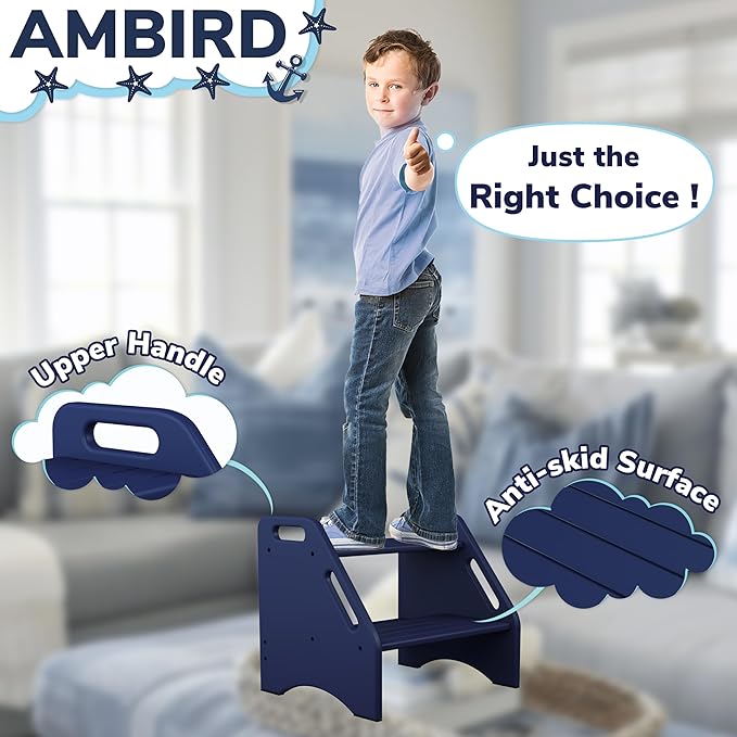 AMBIRD Wooden Step Stool, Two Step Stools Toddler 300 lbs Capacity - Image 2