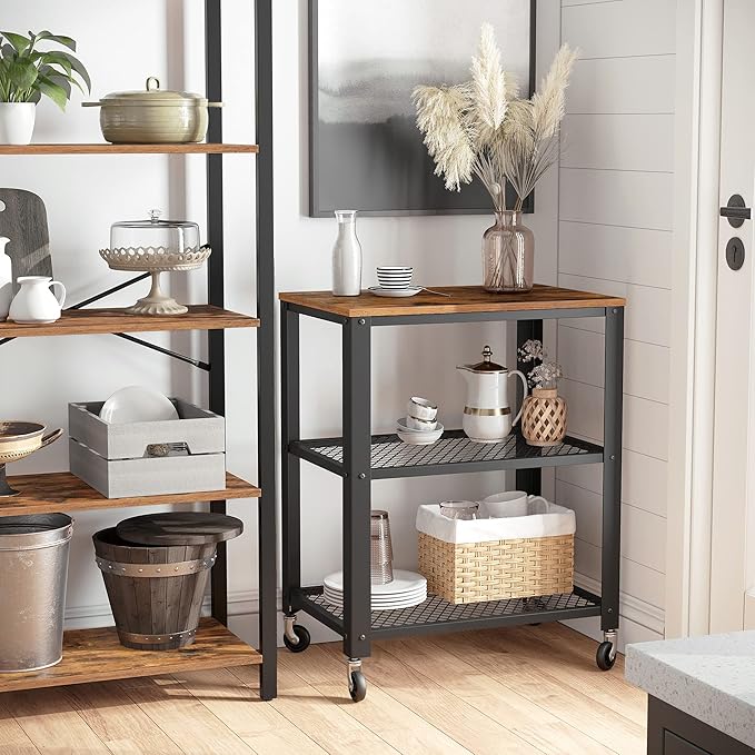 VASAGLE BRYCE Serving Cart, 3-Tier Kitchen Utility Cart on Wheels - Image 3
