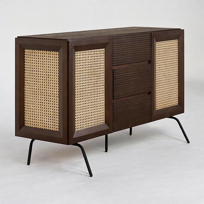 NTC MOSSIC Sideboard with 2 Doors and 3 Drawers, Buffet Cabinet with Natural by NTC