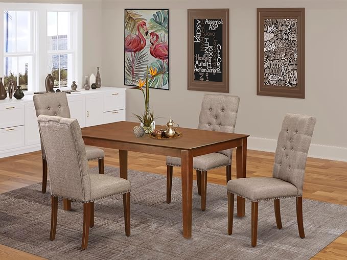 East West Furniture CAEL5-MAH-16 5 Piece Dining Table Set - Image 2