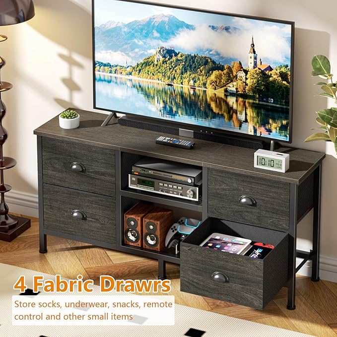 Furologee TV Stand with 4 Drawers, 43 inch Entertainment Center with Open - Image 4