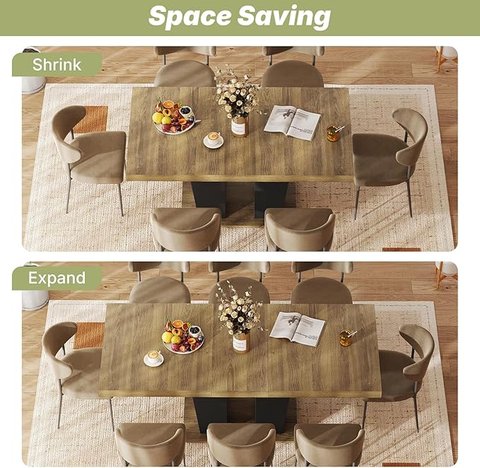 63"-78.7" Expandable Dining Table, 6-10 Rectangle Table, Extendable Console - Image 3