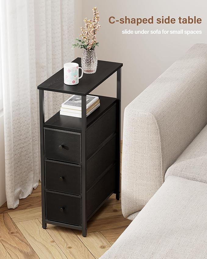TUTOTAK Narrow Night Stand, Slim End Table, Tall Side Table - Image 5