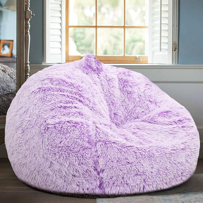 Fluffy Bean Bag Chair for Kids, 2.5FT Round Memory Foam Filled Bean Bag for - Image 5