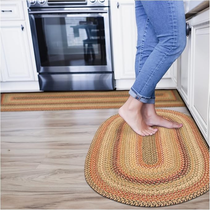 Kingston Oval Braided Rug 2x3' – A Multicolored Rug of Jute to Use in Kitchen by Homespice