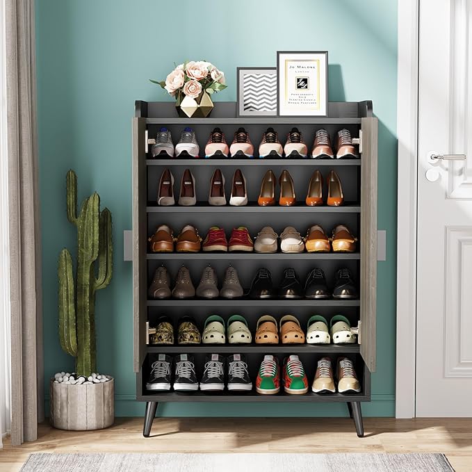 Tribesigns Shoe Cabinet with Doors, 7-Tier Shoe Storage Cabinet with Adjustable - Image 7