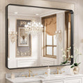 WEER Black Framed Mirror for Bathroom, 40x32 Inch Matte Black Bathroom Vanity by WEER
