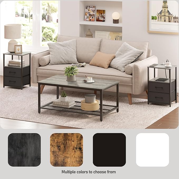 TUTOTAK End Table with Charging Station, Side Table with 2 USB Ports and Outlets - Image 6