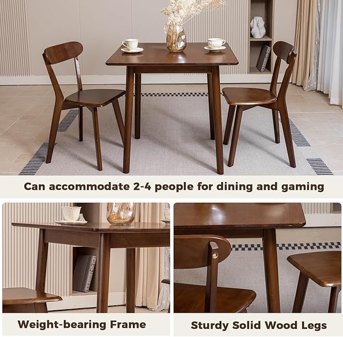 DELAVIN 29.5" Solid Wood Dining Table, Modern Small Dining Table, Square - Image 5