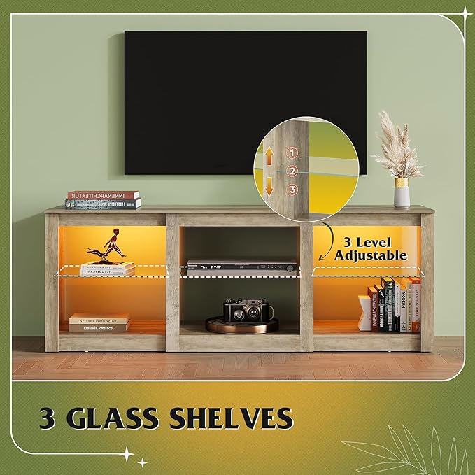 WLIVE LED TV Stand for 65 Inch TV, Modern Entertainment Center - Image 5