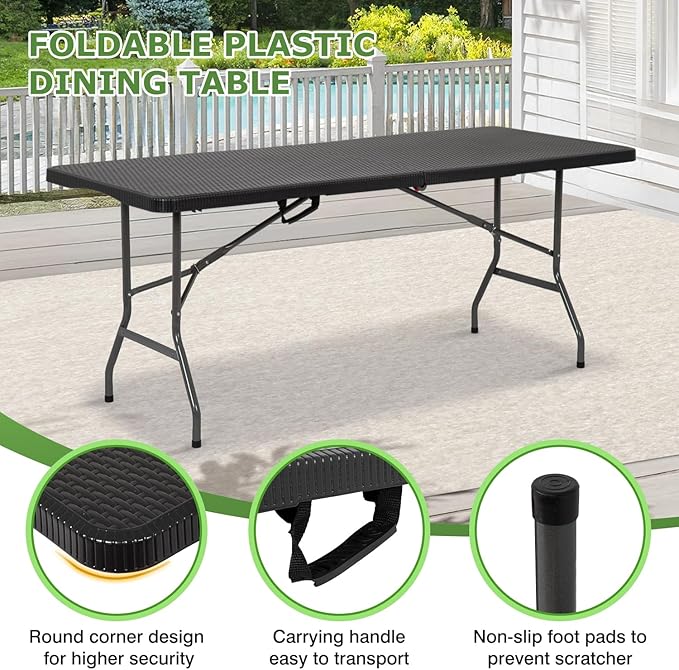 BestOffice Outdoor Folding Camping Table Plastic Table Portable Square Height - Image 6