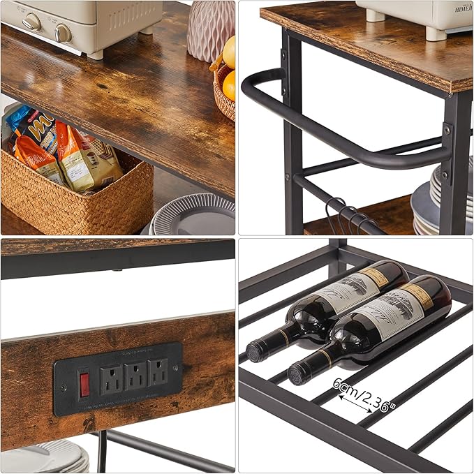 IBUYKE Kitchen Island with 3 Shelves, Island Table - Image 3