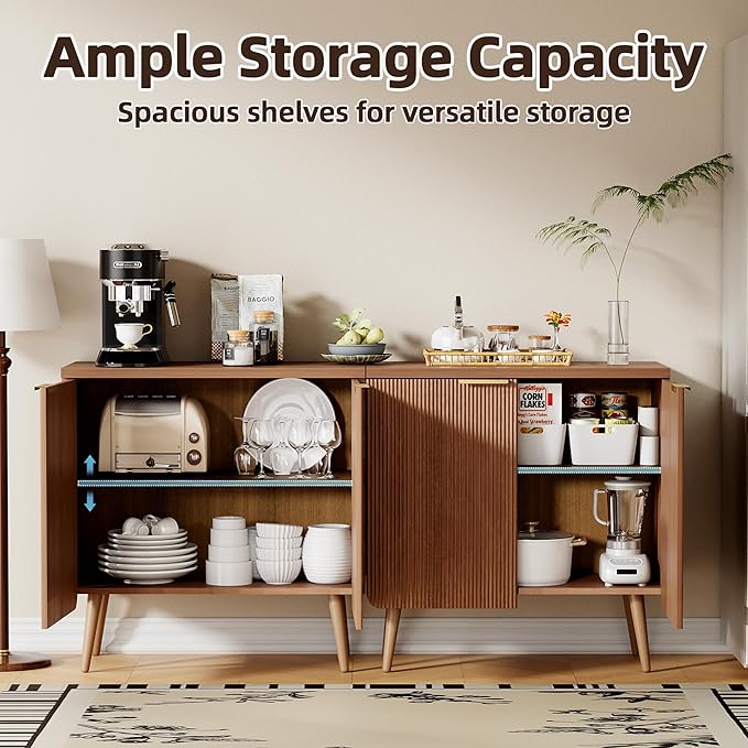 Sideboard Buffet Cabinet with Storage, 2 Doors Wood Entryway Cabinet, Modern - Image 4