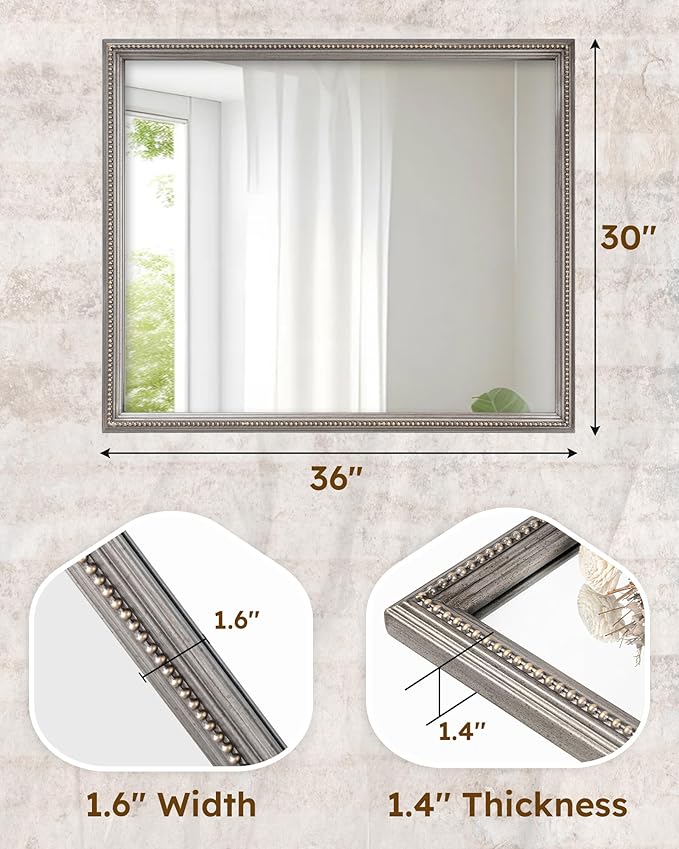 Axeman 30x36 Wood Wall Mirror, Rustic Bathroom Mirror, Vintage Wall Mounted - Image 5