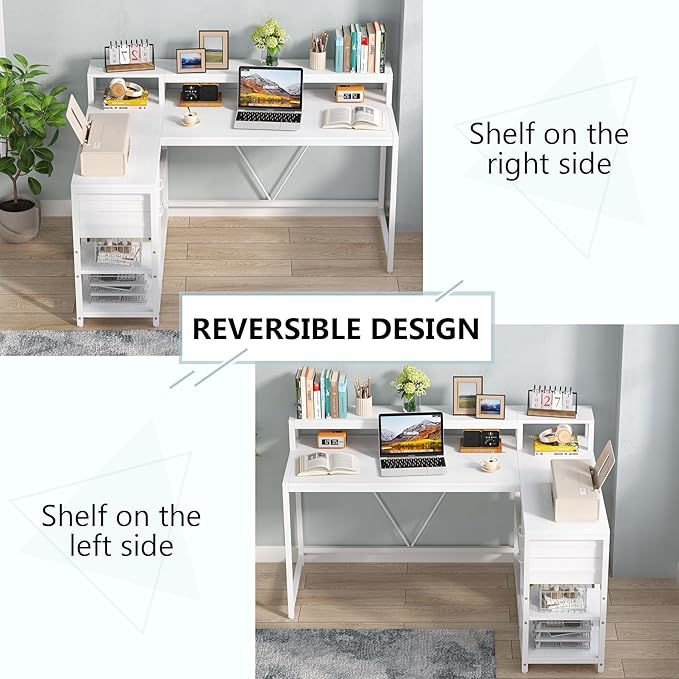 Tribesigns 55-inches Reversible L Shaped Desk - Image 4