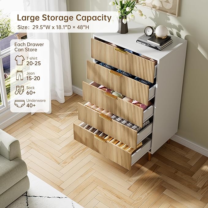 Natural Dresser, Modern 5 Drawer Dresser - Image 5