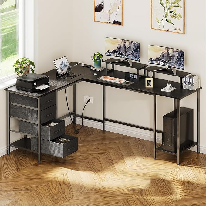 66" L Shaped Computer Desk, 94.4'' Home Office Desk - Image 9