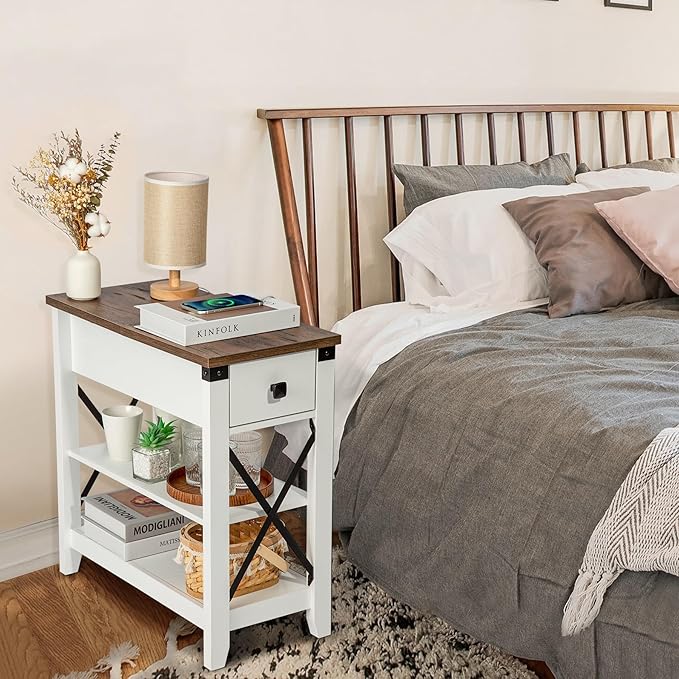 Narrow End Table with Charging Station - Image 6
