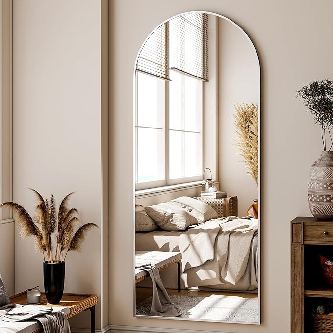 56"x21" Floor Full Length Mirror Standing Full Body Rounded Corner Rectangle - Image 3
