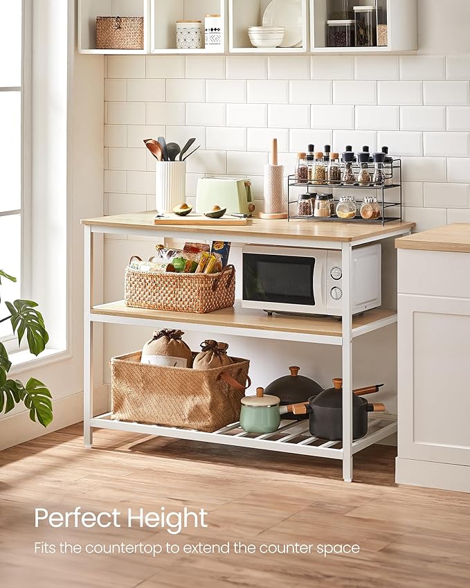 VASAGLE Kitchen Island with 3 Shelves, 47.2 Inches Width Kitchen Shelf with - Image 7
