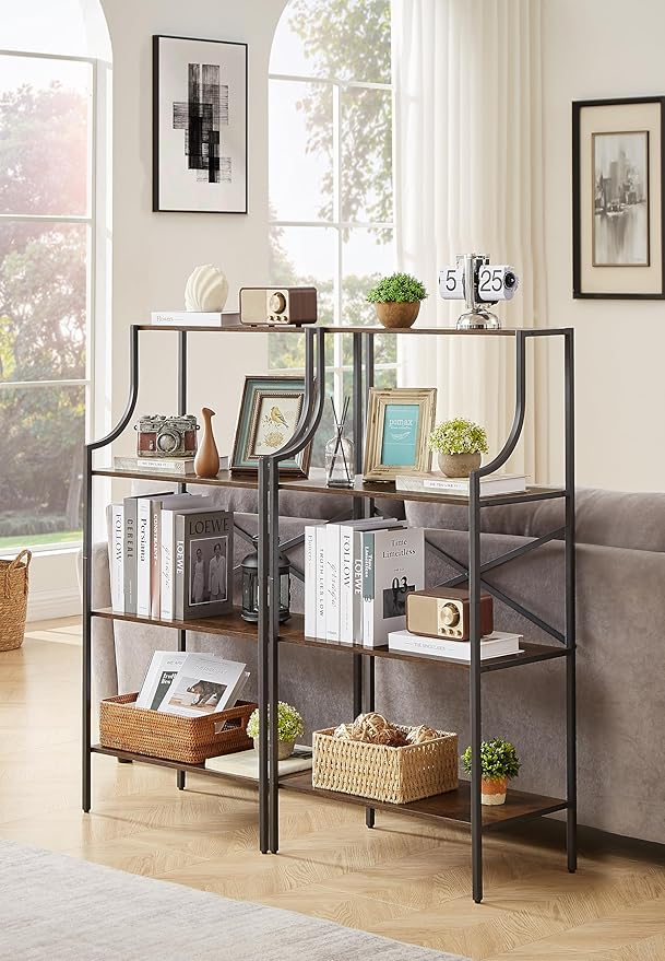 4 Tier Bookshelf, Entryway Standing Shelf Units - Image 3