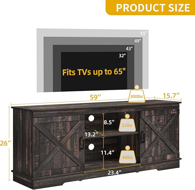 DWVO Farmhouse TV Stands for Living Room, Entertainment Center - Image 2