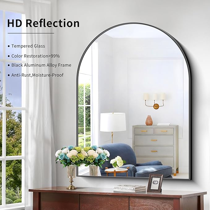 Arched Bathroom Mirror, 36x48IN Black Bathroom Mirror - Image 5