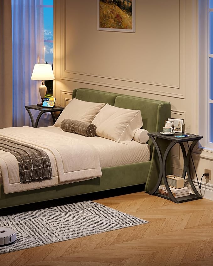 End Table with Charging Station, 2-Tier Modern Side Table, Nightstand with - Image 6