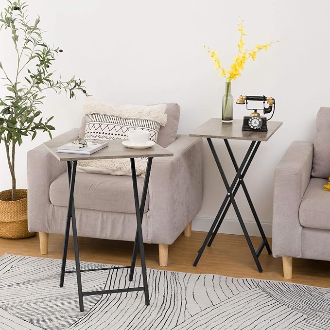 HOOBRO Folding TV Tray Tables, Industrial Side Table - Image 7