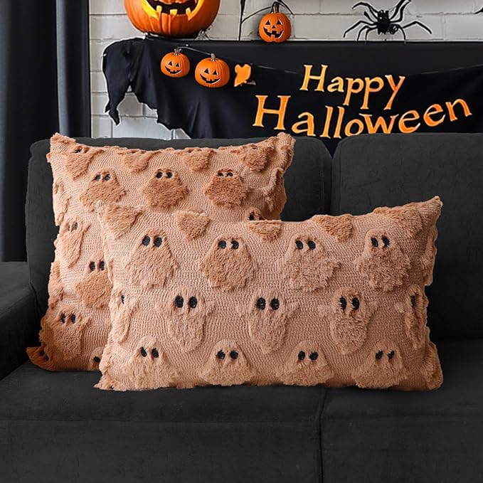 4TH Emotion Halloween Ghost Decorative Pillow Covers 16x16 Set of 2, Light - Image 4