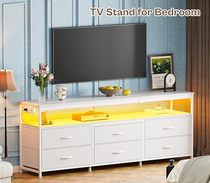 Huuger 63 Inch TV Stand for 55, 70 Inch TV, Long Dresser TV Stand for Bedroom - Image 3
