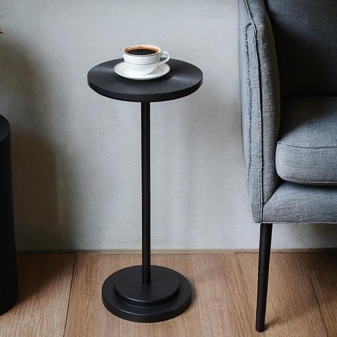 Drink Table, Carved Table Top Martini Table, Small Side Table, Weighted Base - Image 7