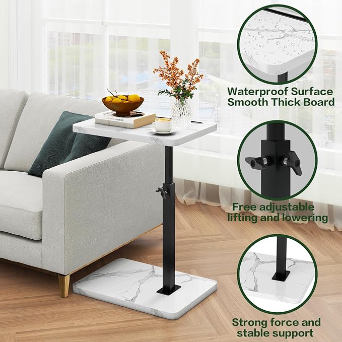 IBUYKE Tray Table for Couch, 360° Swivel Height Adjustable End Table for Small - Image 8