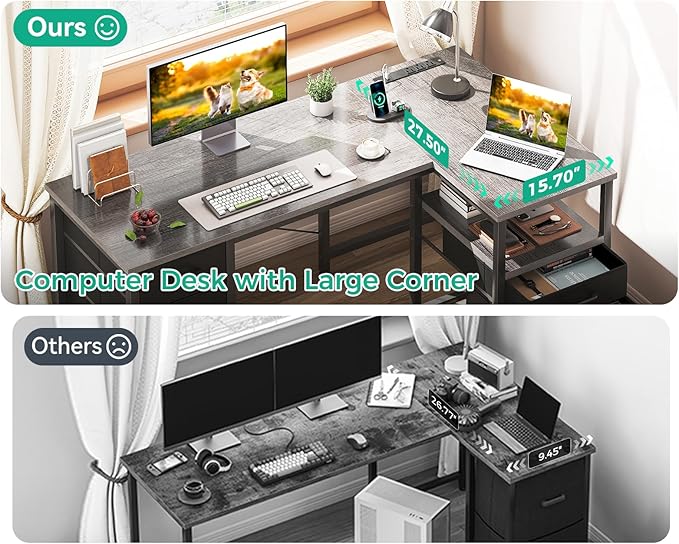 Coleshome L Shaped Computer Desk - Image 8