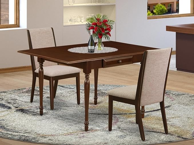 East West Furniture MZLA3-MAH-04 3 Piece Dinette Set - Image 2