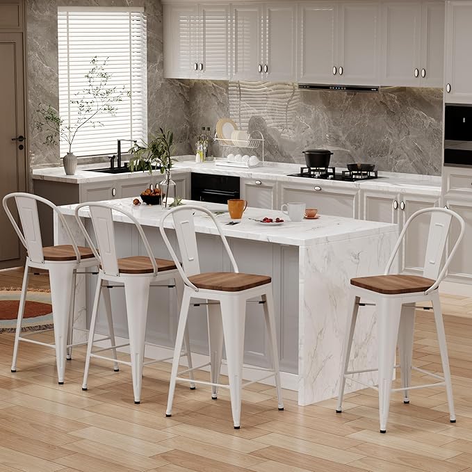 Changjie Furniture 30 Inches Metal Barstools Set of 4 Counter Height Bar Stools - Image 3