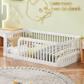 Bellemave Twin Floor Bed with High Fence and Rounded Corner Design, Wood by Bellemave